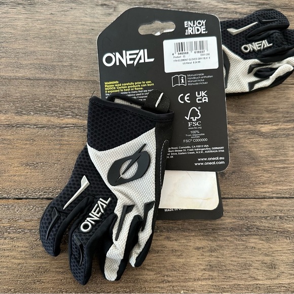NWT O’Neal Youth 6 large Black Element Racing Gloves Motocross new - Picture 4 of 5